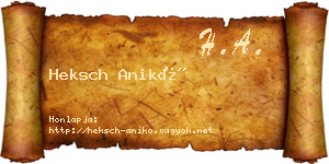 Heksch Anikó névjegykártya